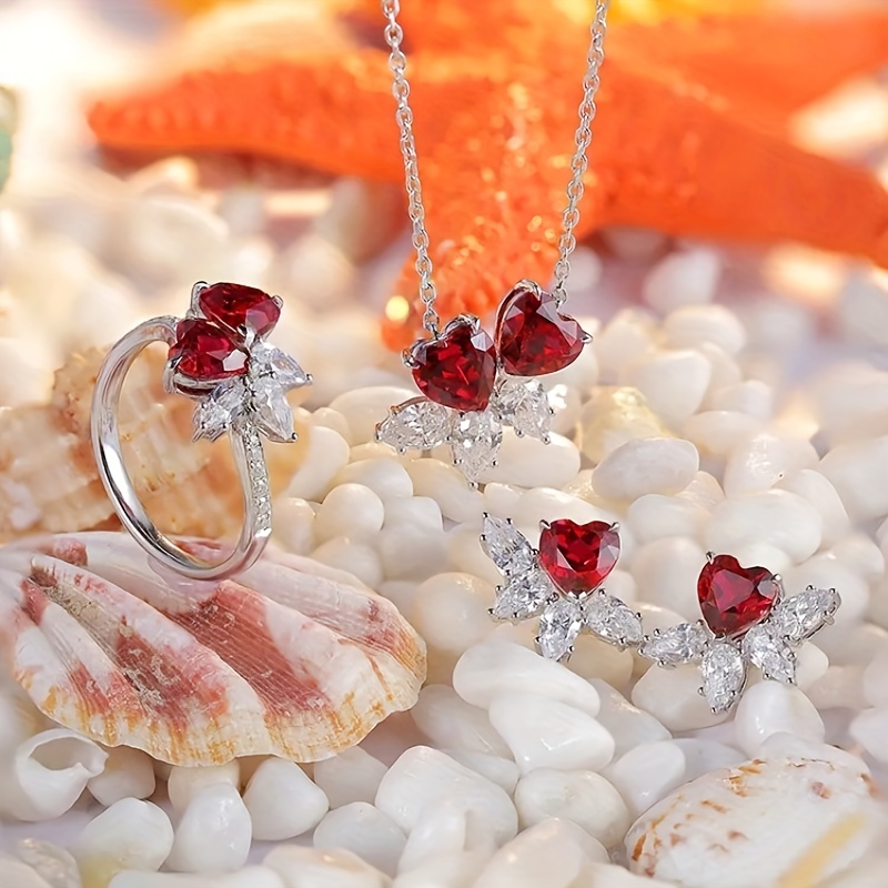 Heart Shape Lab Grown Pigeon Blood Ruby Gems for DIY Jewelry